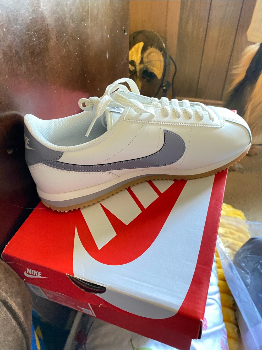 Nike Women’s White Sneakers with purple Swoosh